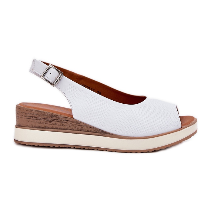 Sandalias de cuero en el Artiker 56C2317 White Wedge blanco