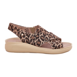 Zazoo ZaAzoo 40392 Sandalias de cuero LEOPARDO MARRÓN DE Mujer estampado beige