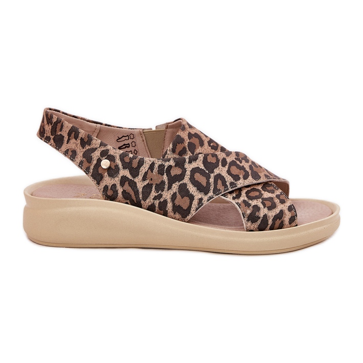 Zazoo ZaAzoo 40392 Sandalias de cuero LEOPARDO MARRÓN DE Mujer estampado beige
