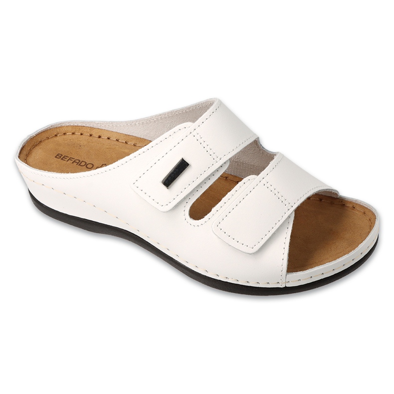 Zapatillas de cuero para mujeres Befado 158D285 White blanco