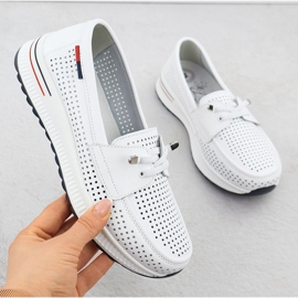 Zapatos de cuero para mujeres Evento blanco abierto 8443