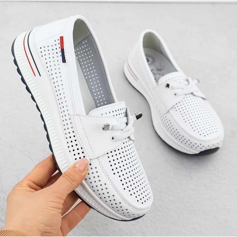 Zapatos de cuero para mujeres Evento blanco abierto 8443 Zapatos de cuero para mujeres Evento blanco abierto 8443