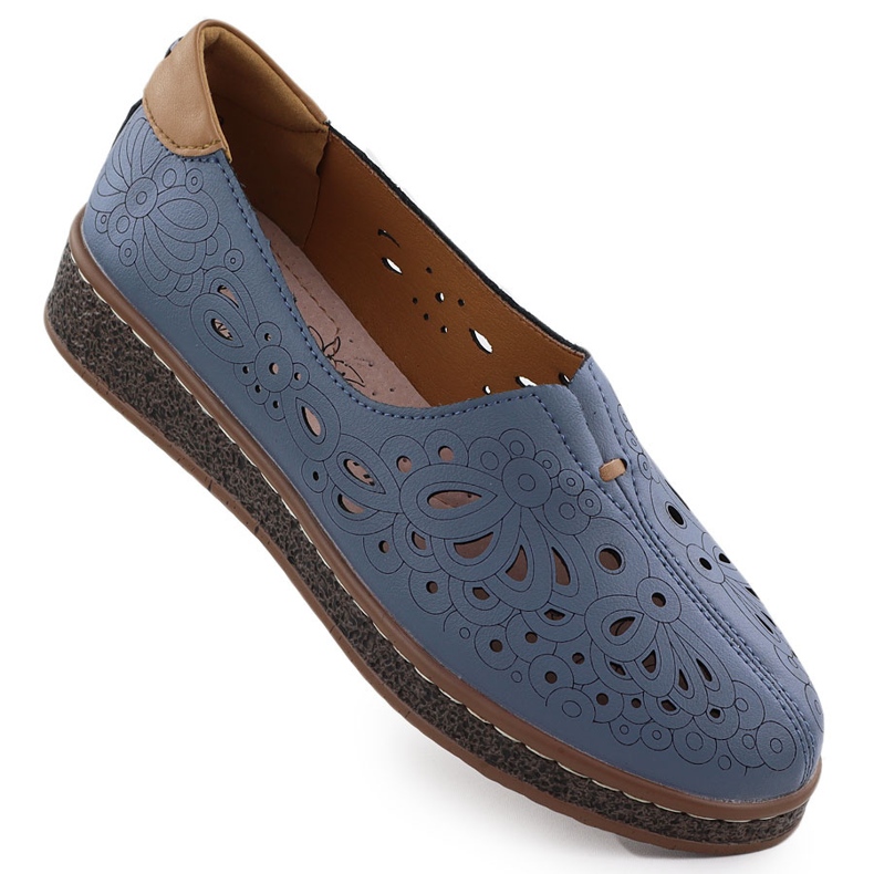 Zapatos de cuero para mujeres abiertos en un azul marino Evento 7007 Elevación