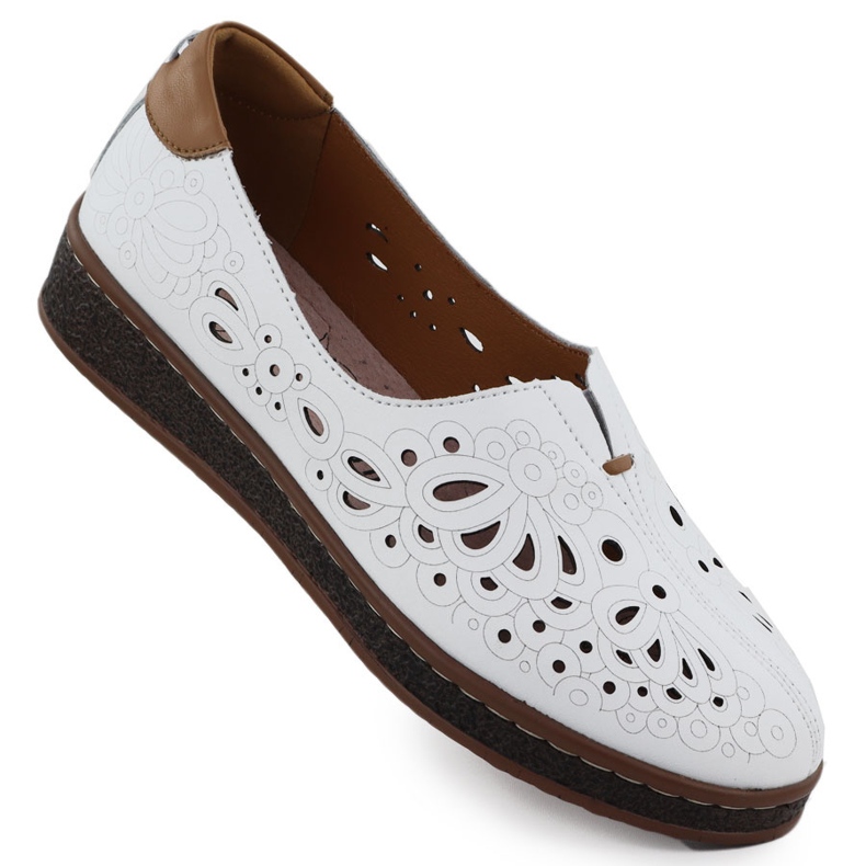 Evento Zapatos de cuero para mujeres abiertos en la elevación del White Evalo 7007 blanco