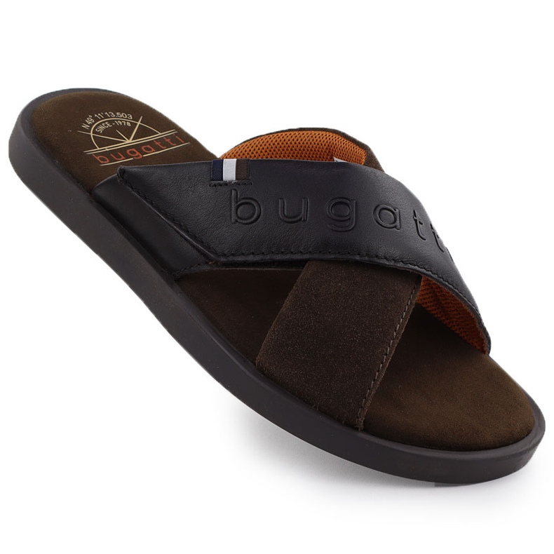 Flip-Flops de cuero para hombres Brown Bugatti 321-Art80-1014 marrón
