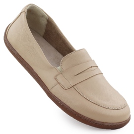 Mocasines de cuero para mujeres descalzos Ekri Helios 433 beige