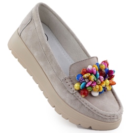 Mocasines de cuero en una plataforma con beige beige filippo 6828