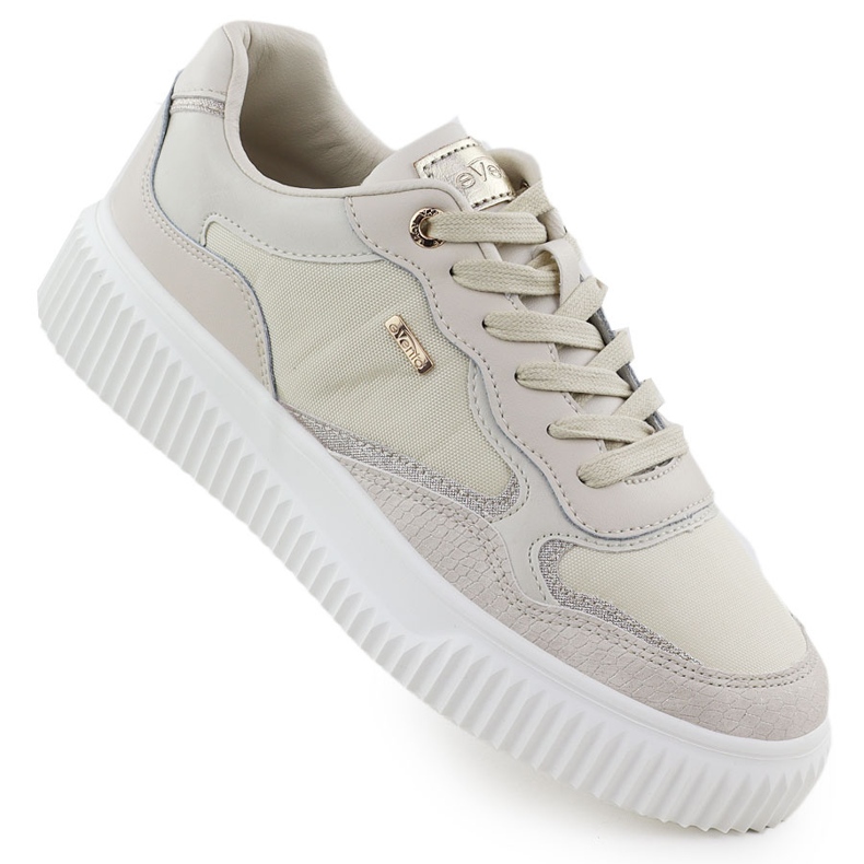 Zapatillas de cuero femenino beige evento 8240
