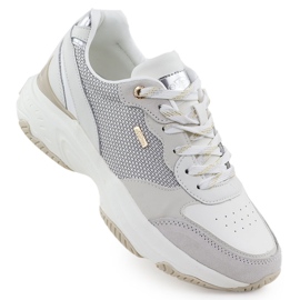 Evento Zapatillas de cuero para mujeres White Evalo 8238 gris