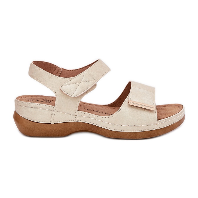 Evento Cómodas sandalias de velcro para mujeres dorado