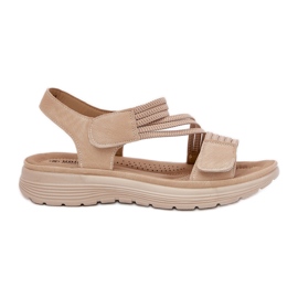 Evento Sandalias cómodas con velcro para mujer, color beige