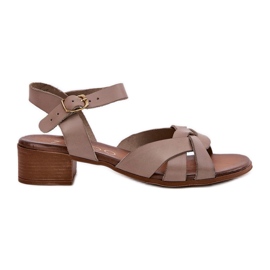 Sandalias de cuero con un delicado Zazoo 40372 Tallado oscuro beige