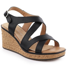 Sandalias para mujeres en cuñas negras Sergio Leone SK223 negro