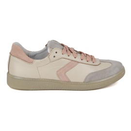 Zapatillas de cuero para mujeres Olivier N1091 beige