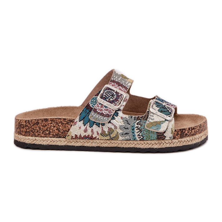 Zapatillas para mujeres estampadas en una plataforma de corcho con Lee Cooper LCW-25-35-3483L Multicolor beige