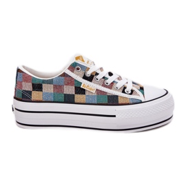 Zapatillas de deporte femeninas estampadas en la plataforma multicolor de Lee Cooper LCW-25-31-3441L beige