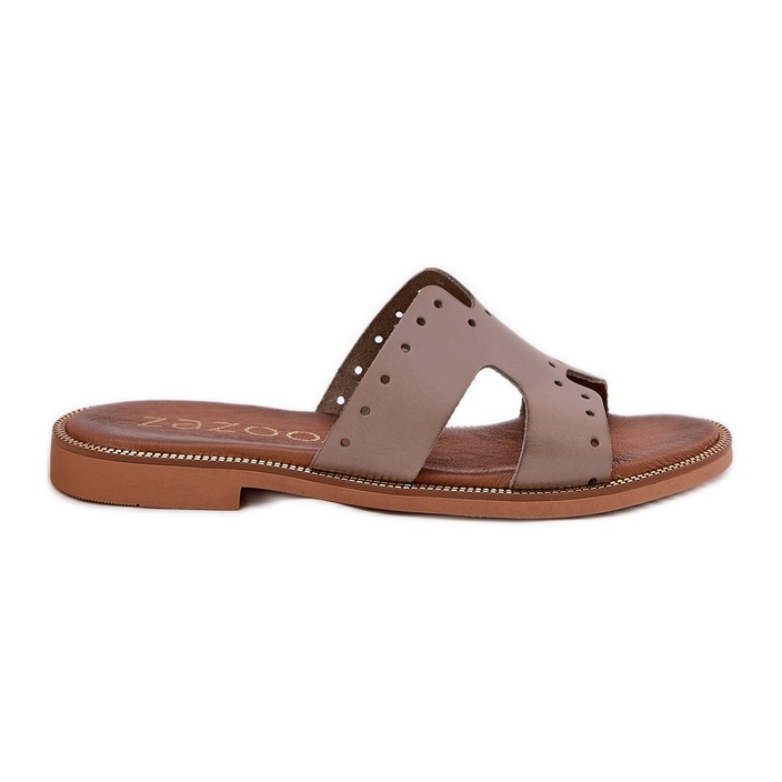 Zazoo 40326 zapatillas para mujeres con recortes decorativos Dark Boon beige