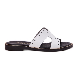 Zazoo 40326 zapatillas de mujer barnizadas con recortes decorativos blancos