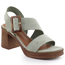 Sandalias de gamuza para mujeres en Green Potocki Post 54307 verde