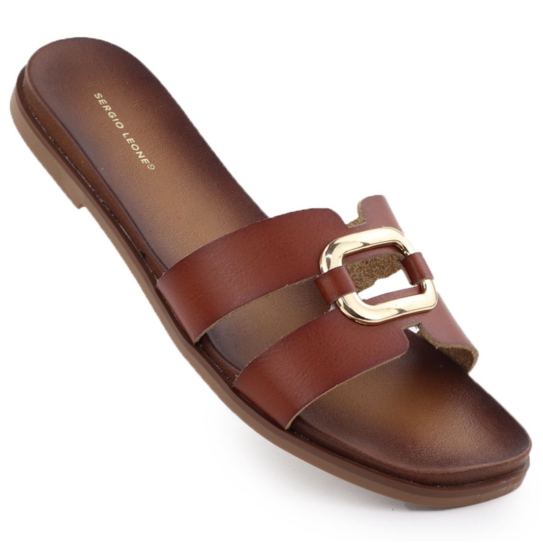 Zapatillas para mujeres con decoración Brown Sergio Leone SK077H marrón Zapatillas para mujeres con decoración Brown Sergio Leone SK077H marrón