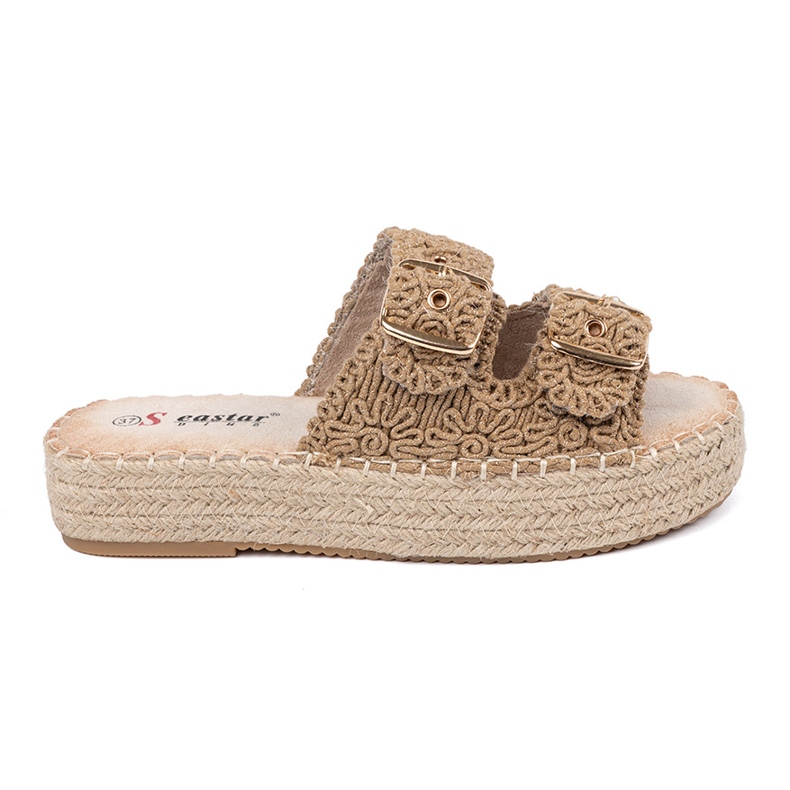 Seastar Aletas beige trenzadas en una plataforma con hebillas