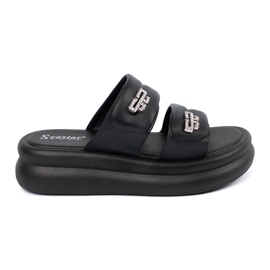 Seastar Chanclas plataforma mujer negras negro