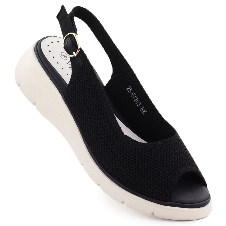 Sandalias de mujeres en cuñas Black Vinceza 97303 negro