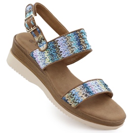 Sandalias para mujeres para Wedge Blue Potocki Braid 45302 azul