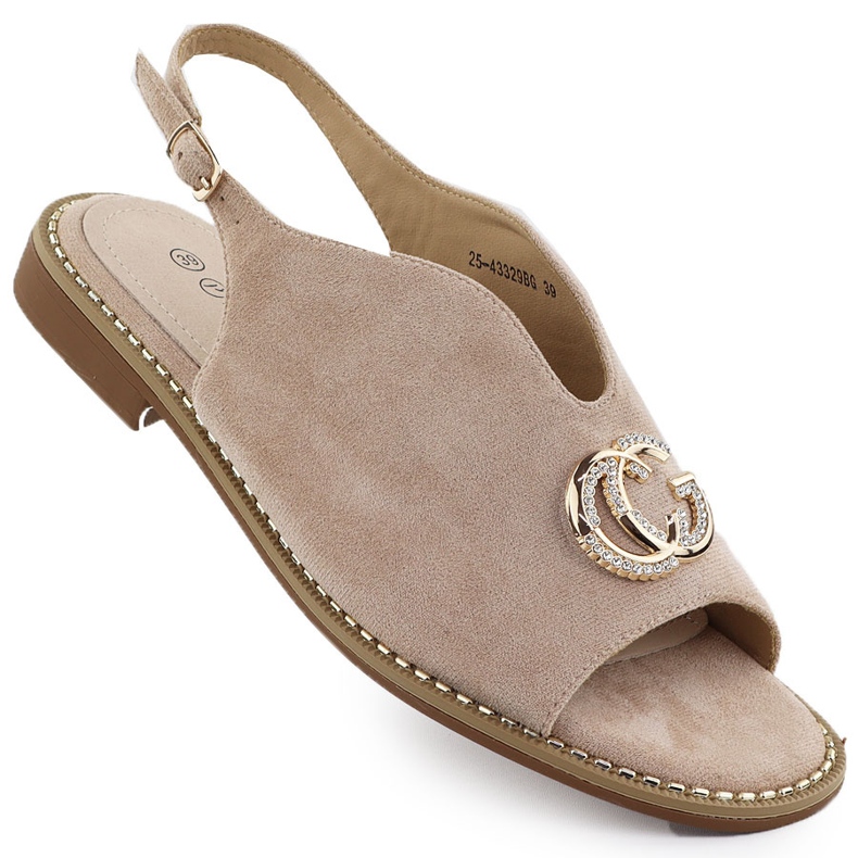 Sandalias de mujeres construidas con decoración beige 43329 Potocki Sandalias de mujeres construidas con decoración beige 43329 Potocki