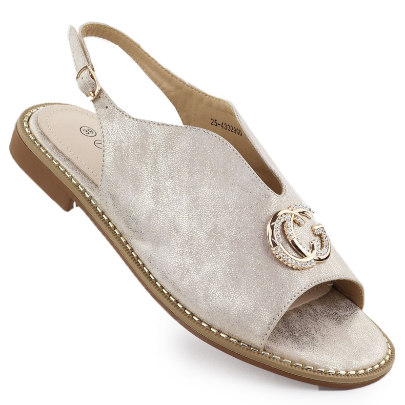 Sandalias femeninas construidas con un adorno de dorado 43329 Potocki Sandalias femeninas construidas con un adorno de dorado 43329 Potocki