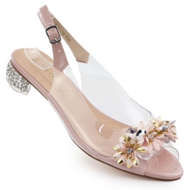 S.Barski Tacones altos de mujeres transparentes con circones de D&amp;A Pink D&amp;A por S. Barski MR51-709 rosado
