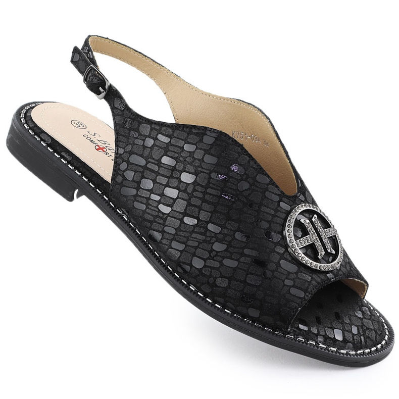 S.Barski Sandalias de cuero para mujeres Czarne S. Barski KV51-094 negro