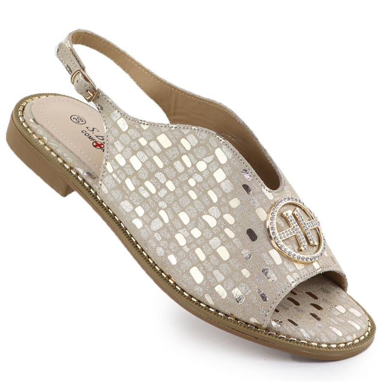 S.Barski Sandalias de cuero para mujeres Złote S. Barski KV51-094 dorado