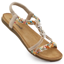 EVento Las sandalias femeninas resbalaron beige Evalo 8309