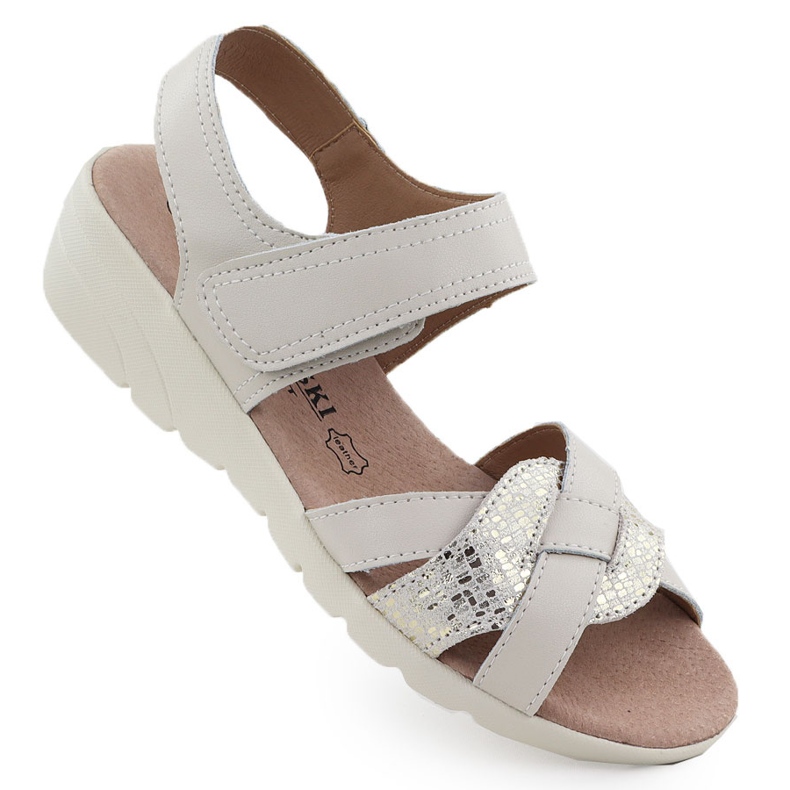 Sandalias de cuero para mujeres para Beige T.Sokolski L25-631 Sandalias de cuero para mujeres para Beige T.Sokolski L25-631