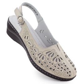 Sandalias de cuero para mujeres abiertas para beige T.Sokolski L25-27
