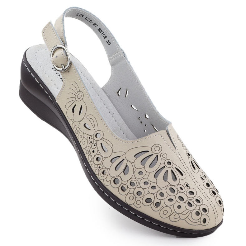 Sandalias de cuero para mujeres abiertas para beige T.Sokolski L25-27