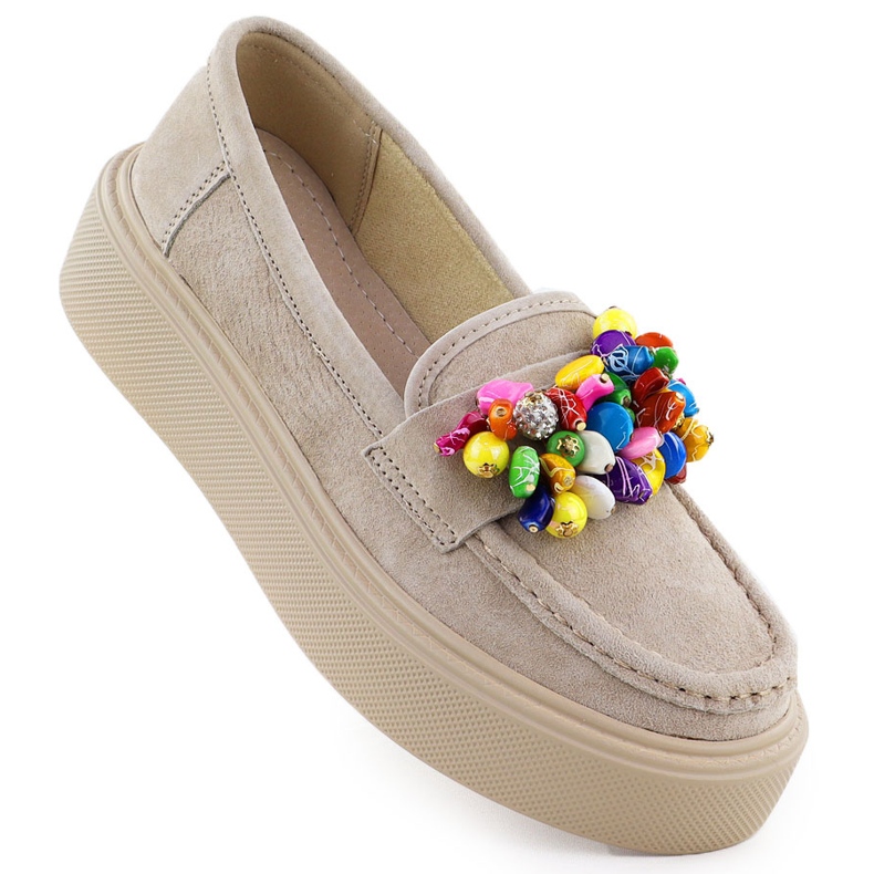 Mocasines de cuero en la plataforma con beige beige filippo dp6765 Mocasines de cuero en la plataforma con beige beige filippo dp6765