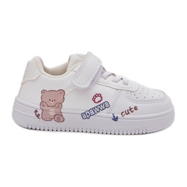 Zapatillas de deporte para niños de velcro con un oso de peluche blanco