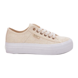 Zapatillas de deporte femeninas con encaje lee cooper lcw-25-31-3440l beige