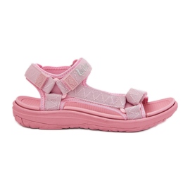 Sandalias de material para mujeres para velcro lee cooper lcw-25-34-3561l rosa