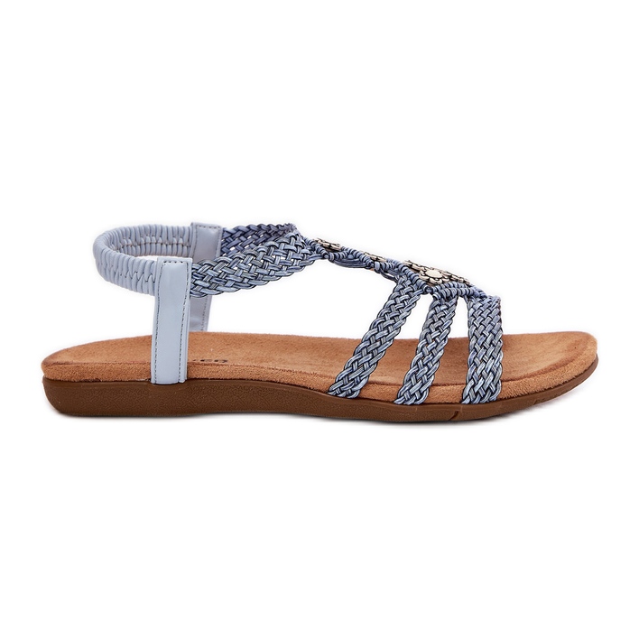 Sandalias planas para mujeres con Artiker trenzado 56C1325 Blue Stripes azul