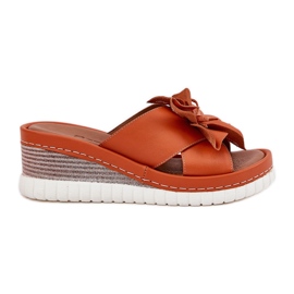ARTIKER Godas de cuero para mujeres con un artista decorativo de flores 52C0505 naranja