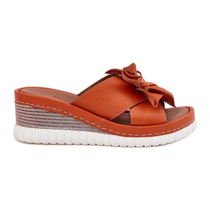 ARTIKER Godas de cuero para mujeres con un artista decorativo de flores 52C0505 naranja