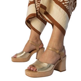 Sandalias de tacón mujer doradas dorado