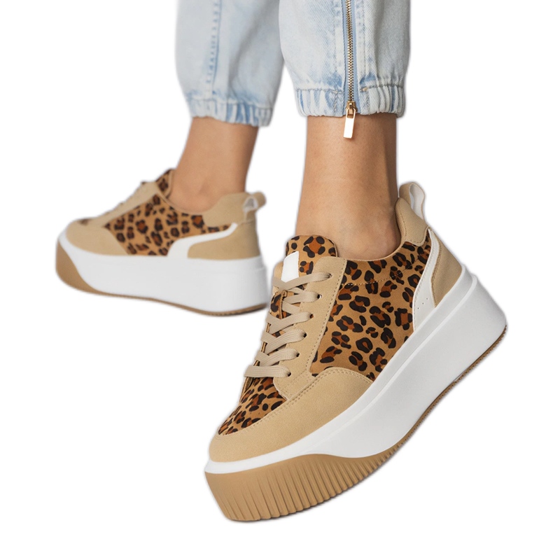 Zapatillas de leopardo femeninas de Ekozamszu marrón