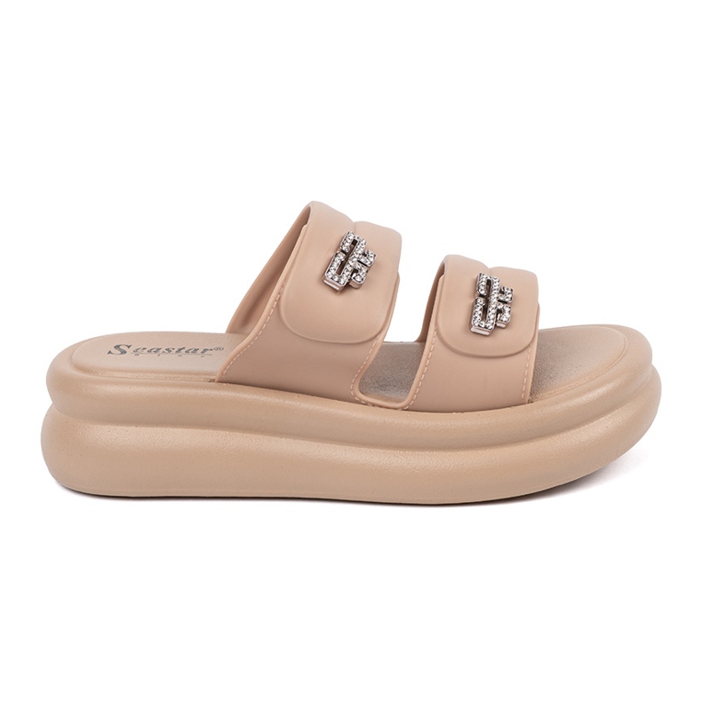Seastar Chanclas de plataforma de mujer beige
