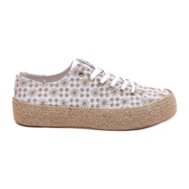 Zapatillas de zapatillas móviles en la plataforma con Lee Cooper LCW-25-08-3648L White and Gold blanco