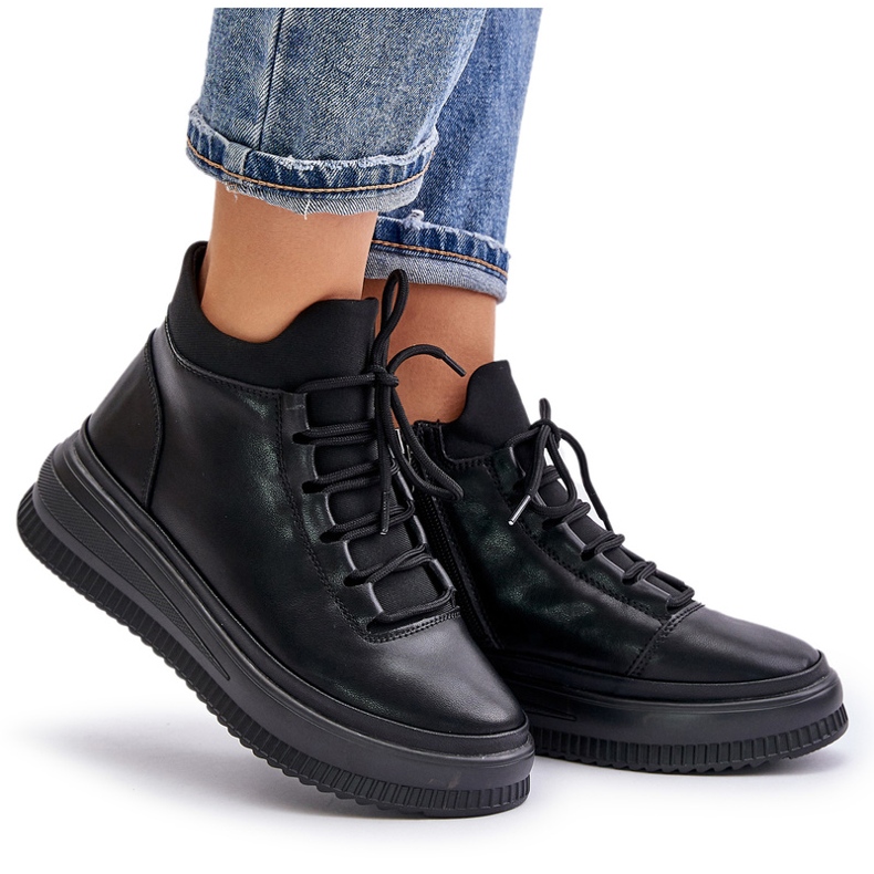 Deportivas Ligeras de Piel con Plataforma Artiker 55C1041 Negro