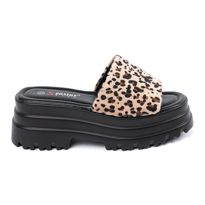 Seastar Zapatillas en una plataforma de leopardo marrón